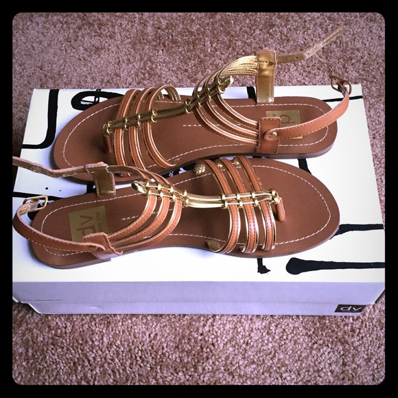 DV gold & brown gladiator sandals