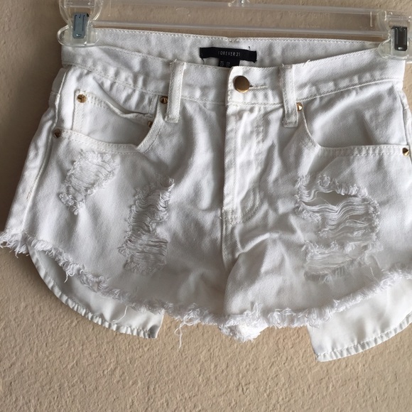 White hi waisted shorts SMALL