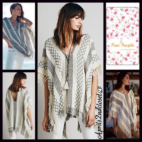 Free People Accessories - FREE PEOPLE Poncho Tassel Boho Pullover