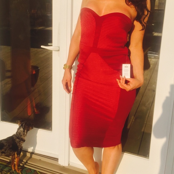 Asos Maroon bandage dress