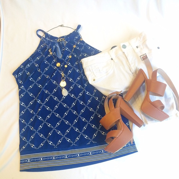 New York & Company nautical chain print top