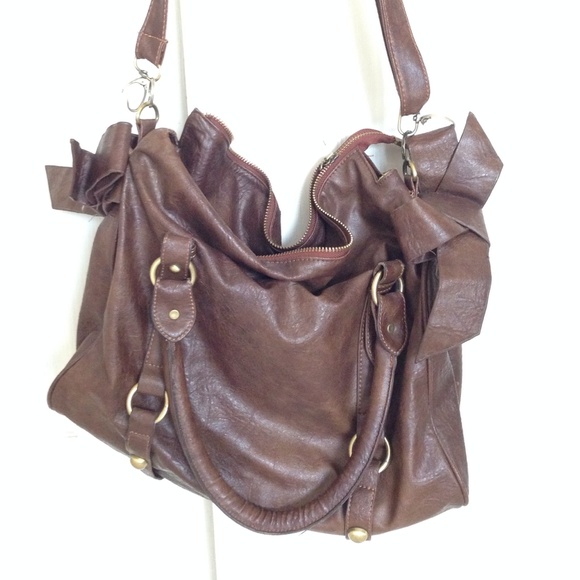 Zara Paris faux brown leather bag