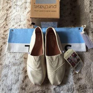 TOMS Classics Cream Metallic Linen