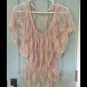 Romantic lace top--dusty rose