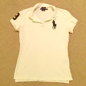 Ralph Lauren white and dark green Skinny Polo