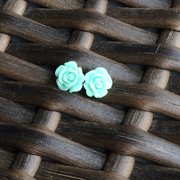 Sea Foam Green Rose Earrings