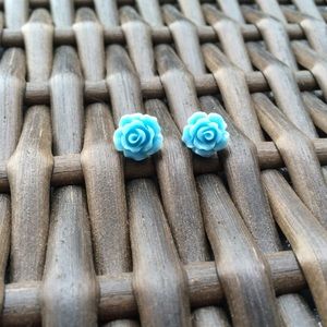 Light Blue Rose Earrings