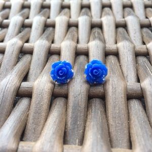 Royal Blue Rose Earrings