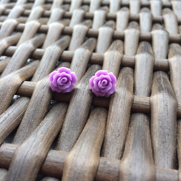 Purple Rose Earrings