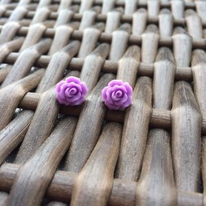 Purple Rose Earrings
