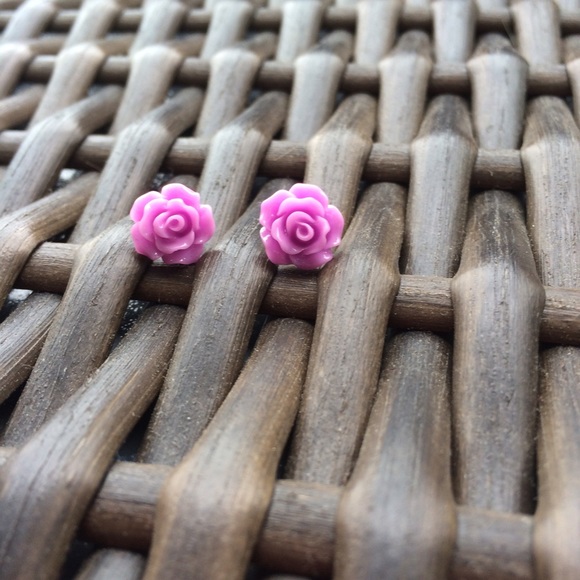 Lilac Purple Rose Earrings