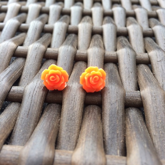 Orange Rose Earrings
