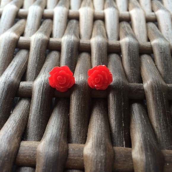 Classic Red Rose Earrings