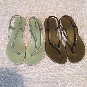 Old Navy rhinestone sandals silver bronze size 7