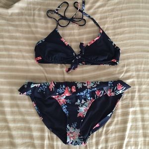 Floral and navy bikini