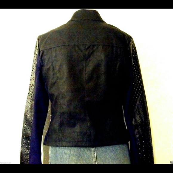 Steve Madden Faux Leather Laser Cut Moto Jacket - Picture 3 of 4