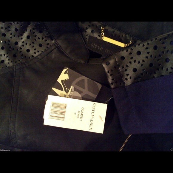 Steve Madden Faux Leather Laser Cut Moto Jacket - Picture 4 of 4