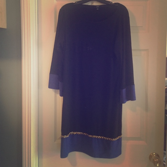 Blue and black shift dress