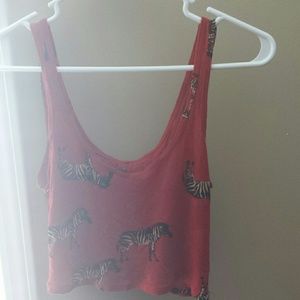 V Neck Zebra Crop Top