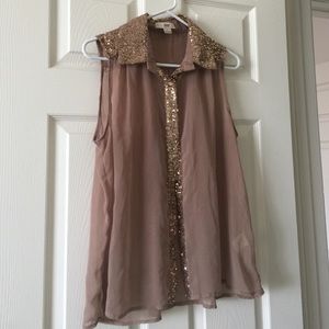 Gold sparkley button up