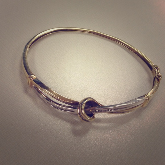 Gold and diamond bangle bracelet