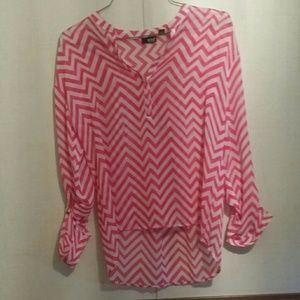 Bright pink Chevron sheer shirt