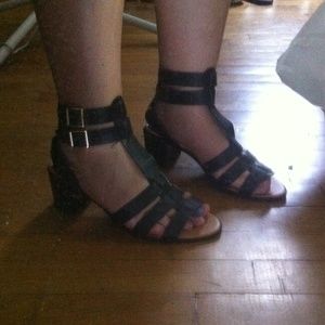 Black gladiator heeled sandals