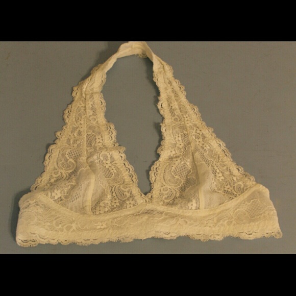 Lace Halter Bralette - white
