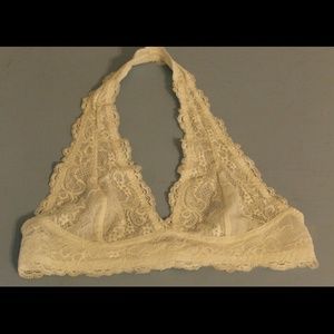 Lace Halter Bralette - white