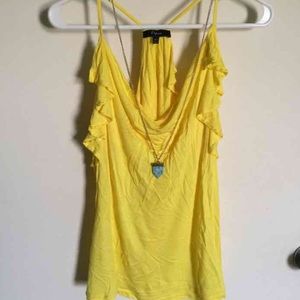 Bright yellow ruffle beaded racer back