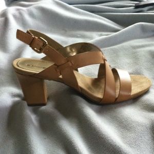 Nude strappy heeled sandals