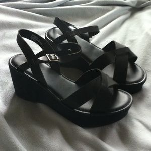 Black platform wedge sandals