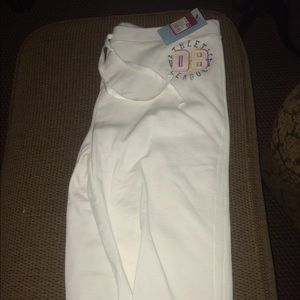 White Capri Length Sweatpants