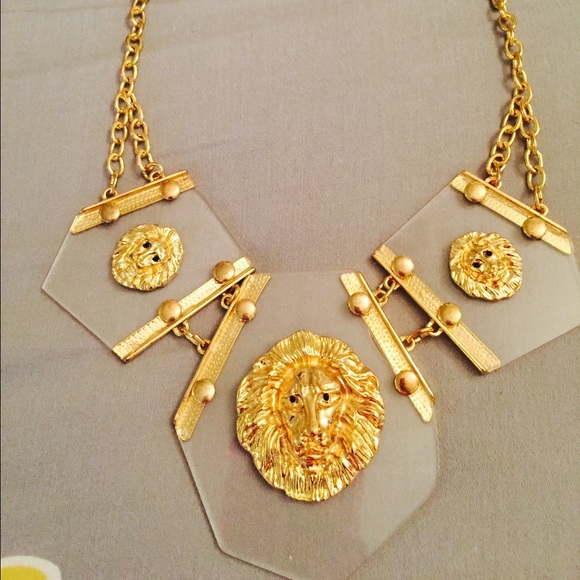 Clear acrylic lion statement necklace