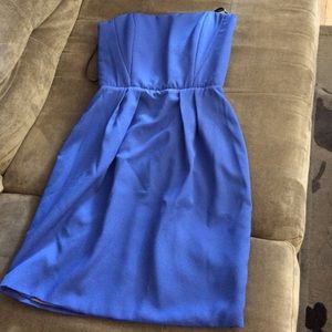 Blue strapless dress