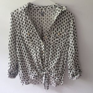 Charlotte Russe tribal print collared button-up