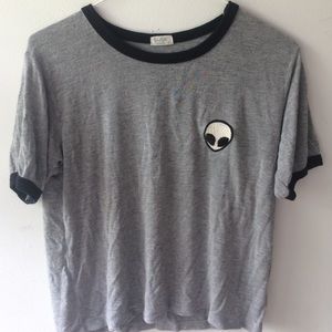 Grey Alien Ringer Tee