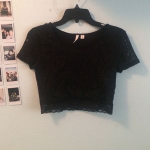 Black lace crop top.
