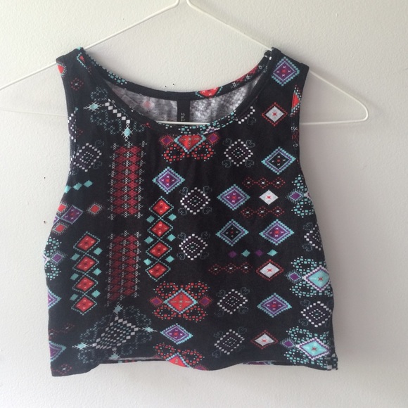 Aztec/ Tribal Print Cropped Fitted Tank Top