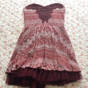 Burgundy Embroidered Free People Dress