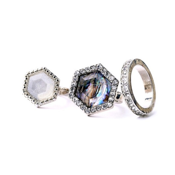 3 Rhinestone Ring Set - Picture 2 of 2