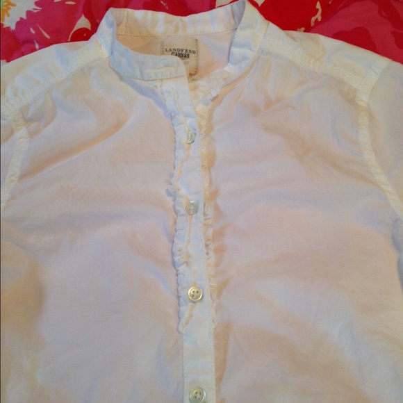 Lands End Canvas White Button Down Shirt - Picture 2 of 3