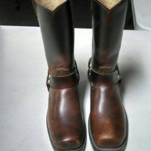 Brown Genuine Leather Motorcycle Riding Boots