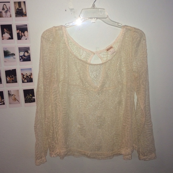 Long sleeve, transparent, cream colored shirt