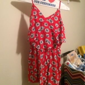 Red daisy romper