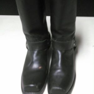 Black Genuine Leather Motorcycle Riding Boots