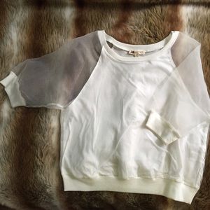 White shirt with sheer sleeves