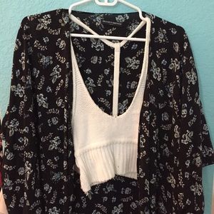 Navy Blue Brandy Melville floral outerwear