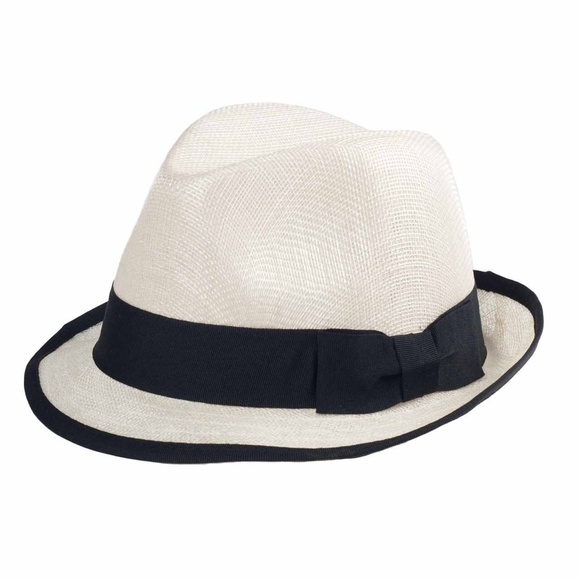 Black and Cream Linen Fedora