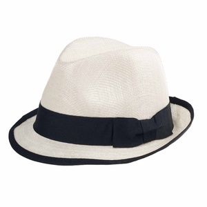 Black and Cream Linen Fedora